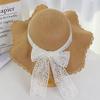 Sweet bow embroidered straw hat women's seaside vacation fisherman's hat children's summer hollow breathable straw visor