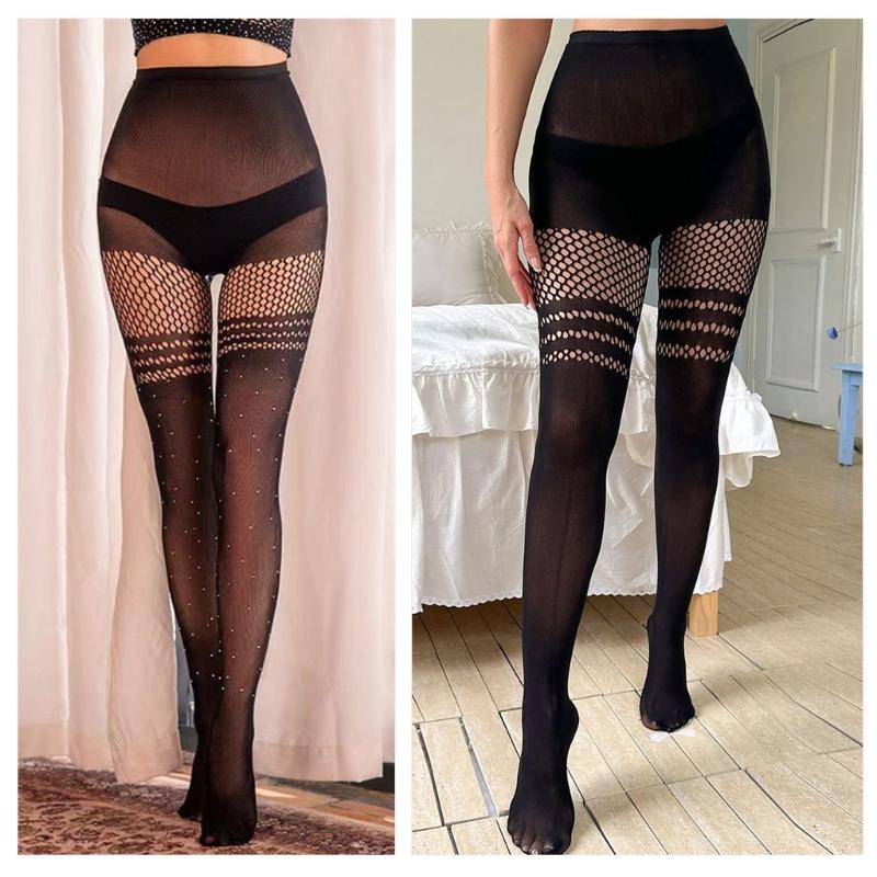 Women's Garter Belt Tights Patterned Fishnet Thigh High Stockings Tights High Waist Pantyhose Suspender Pantyhose Gifts