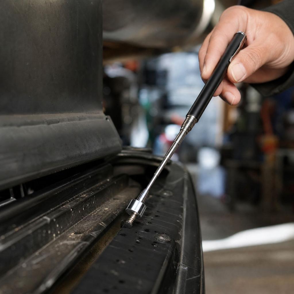 6- Telescoping Magnetic Pickup Tool with Extended, Retractable Sweeper for Dropped Objects