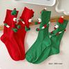 Christmas Funny Hand Socks Novelty Cartoon Big Eyes Middle Tube Socks Hosiery for Adult Kids Holiday Festival Party Gift