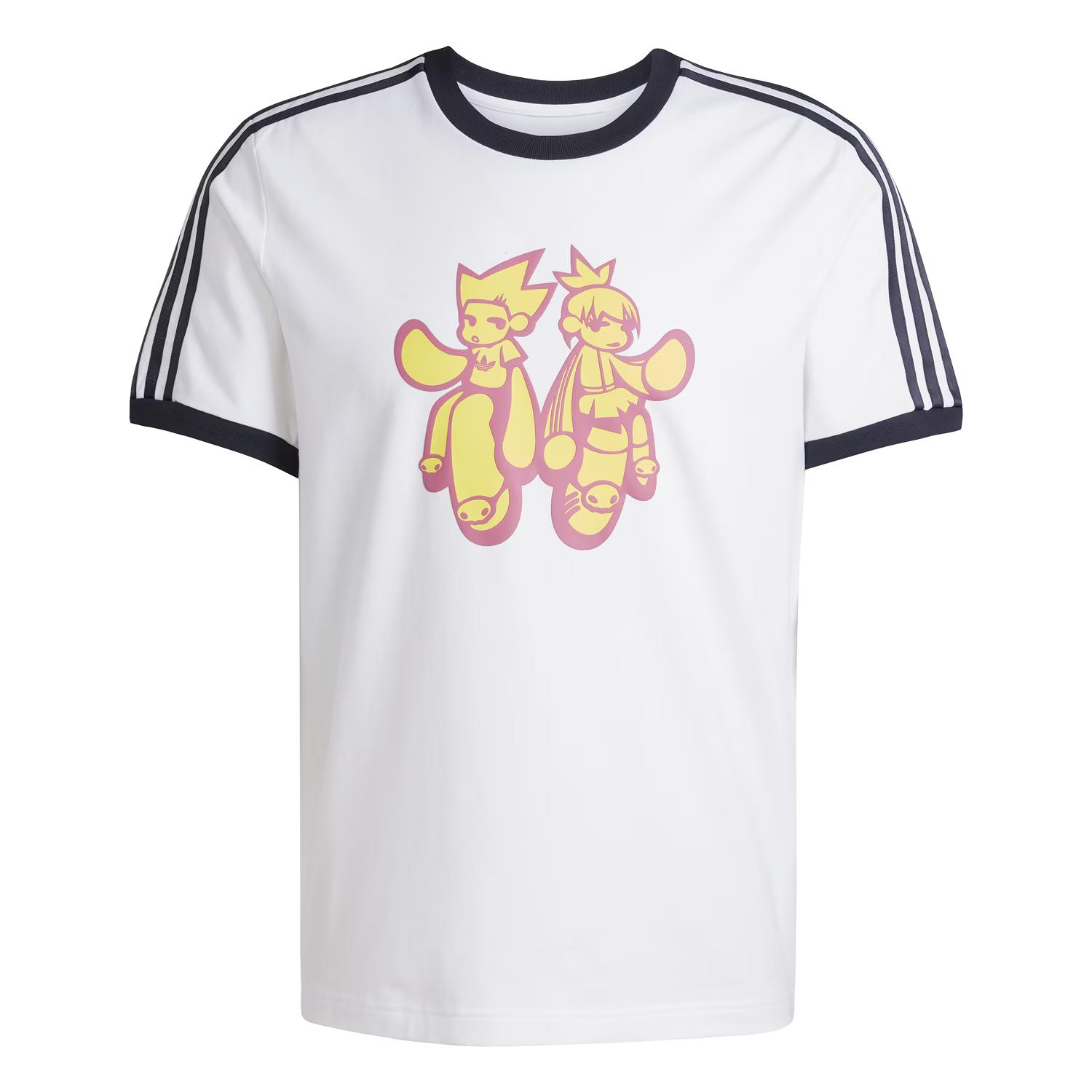 adidas Originals Unisex Cartoon Print 3-Stripes Short Sleeve T-Shirt White KA2287 XS
