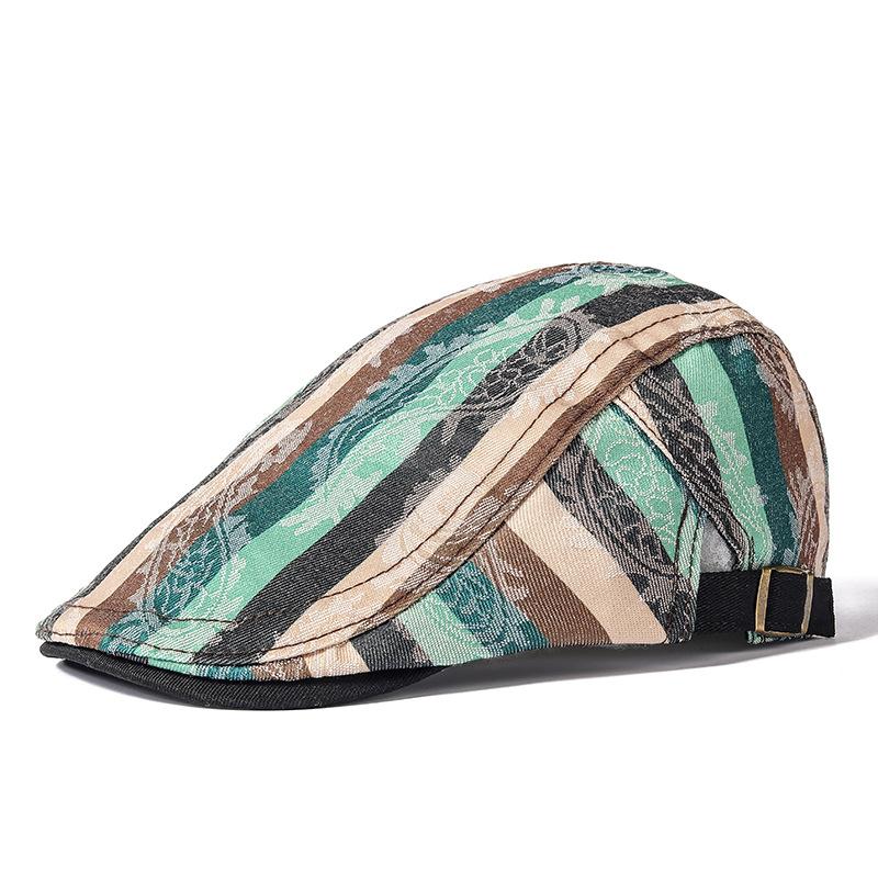 

Смугаста кепка з качиним язичком Жіноча. Національний Вітер Вперед Кепка Весняний Сезон Тонкий Берет Англія Ретро M（56-58cm） зелений