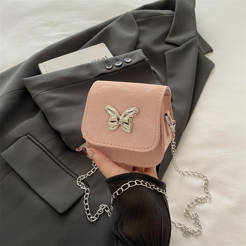 Stylish Mini Chain Shoulder Bag 2024 Fashionable Chic Design For Daily Use In Black Silver And Pink