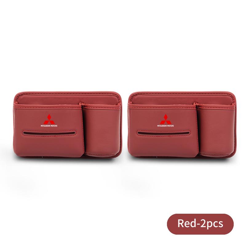 Cxumpj1 Car Logo Seat Slot Leather Storage Tissue Box Holder Auto Decorative Accessories For Mitsubishi Outlander Lancer Cross Colt