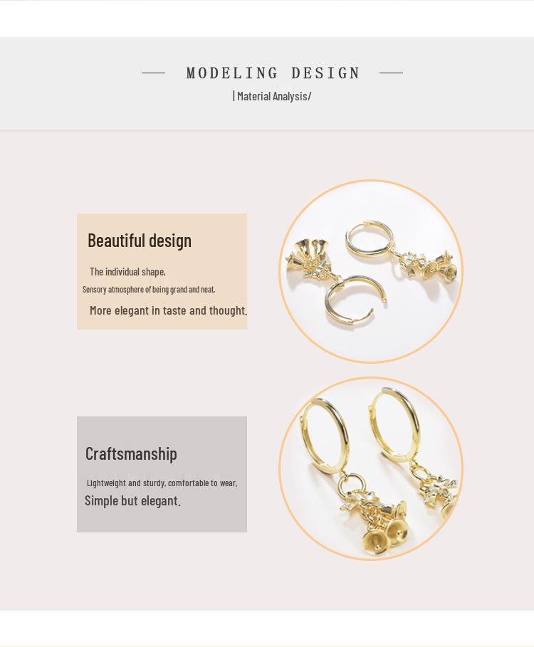 Christmas Hot Selling Women’s S925 Silver Wind Chime Earrings with 18K Gold Plated Ear Cuffs