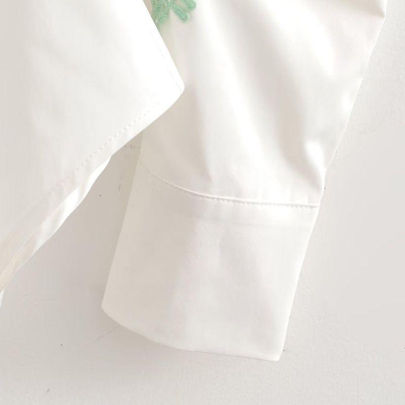 Kaslead New Arrival Women's Clothing Fashion Style Fashion Minimalist Three-Dimensional Floral Trim Waist Trimming Shirt