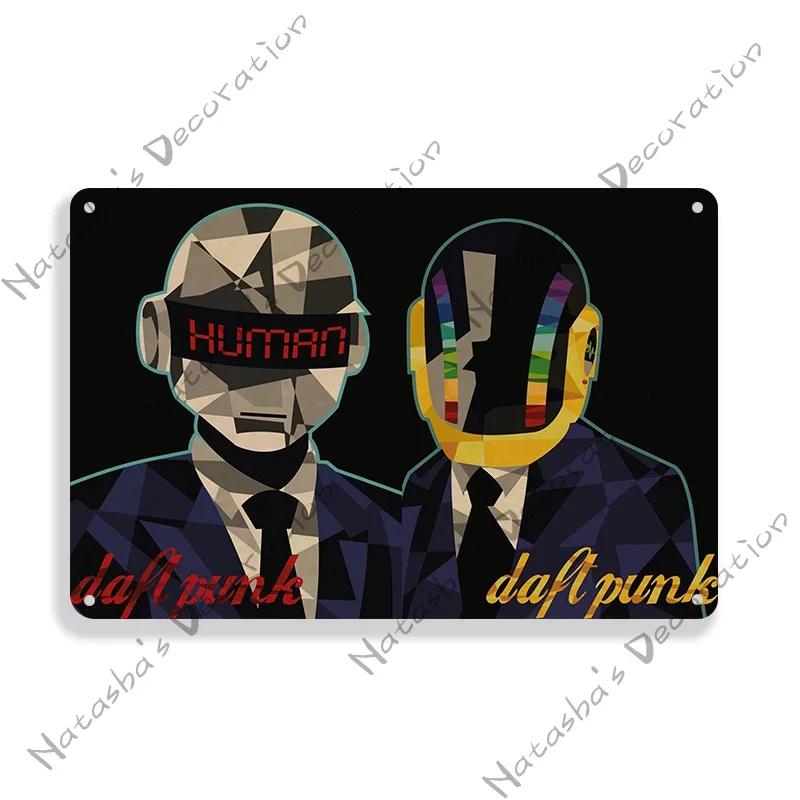 Daft Punk Vintage Poster Rock Music Metal Sign Retro Poster Metal Plaque Pub Bar Club Bedroom Decorative Plate Music Wall Decor