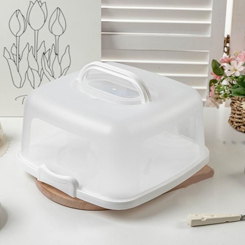 Transparent Cake Storage Box With Handle For Baking Snacks Bread Dust Proof Food Container For Kitchen Countertops