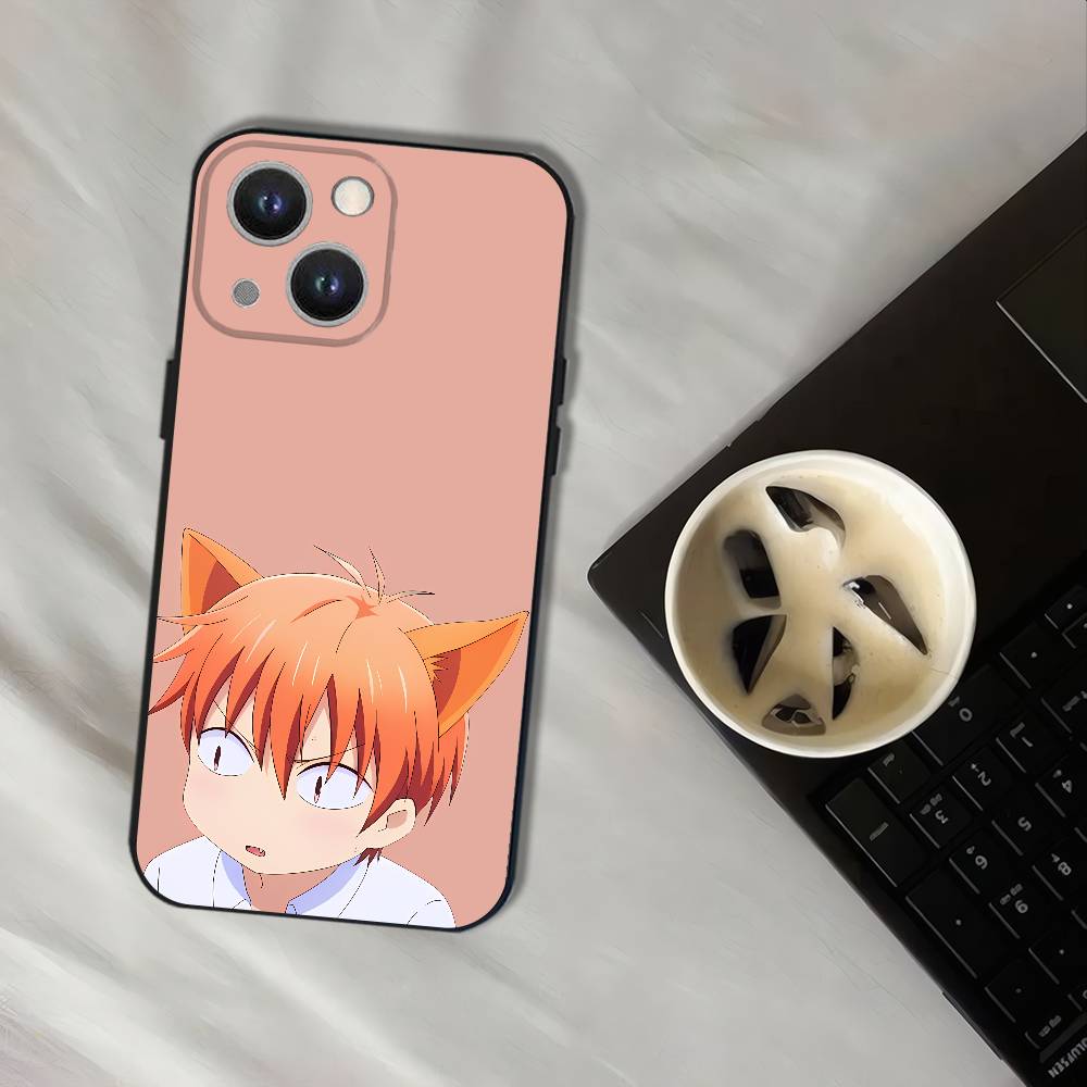 Anime Fruit Basket Phone Case For iPhone 17,16,15,14,13,12,11,Pro,XS,Max,XR,Plus,E,SE4,Mini Black Soft Cover