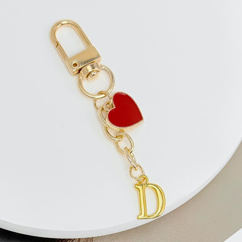Metal Heart Letter Keychain Fashion A-Z Initial Keyring Charms Car Key Holders Bag Pendant Accessories Valentine'S Day Gift