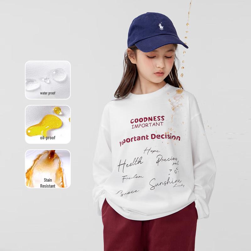 ZuoXi Girls  Letter Graffiti Anti-Stain Long Sleeve T-Shirt 120