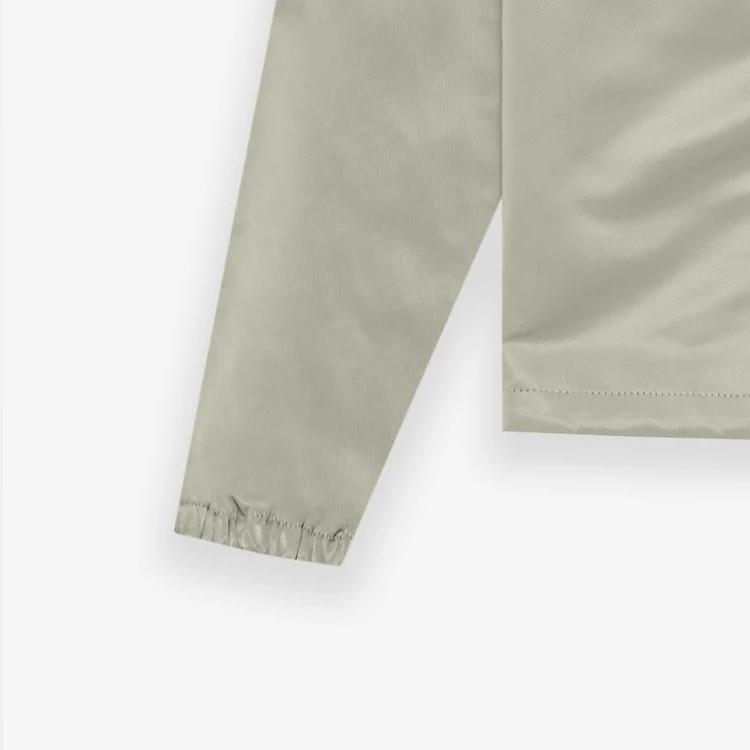 Fear of God Essentials Coaches Jacket With Stand-Up Collar and Windproof Buttons Men Outerwear Seafoam-Grey FOG-SS22-110