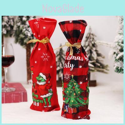 Christmas Scene Decoration Prop Green Monster Grinch Bottle Cover Cartoon Table Wine Bottle Decor