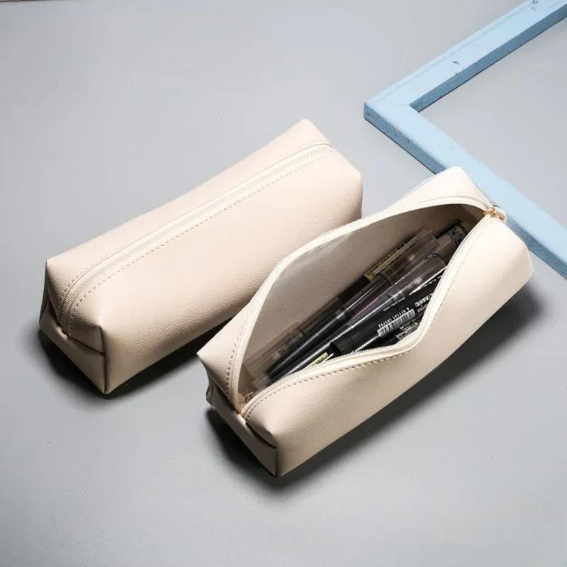 PU-Leder Große Kapazität Federtasche Koreanischer Schreibwarenhalter Etui Aufbewahrungsbox Reißverschluss Federmäppchen Schüler Schulbedarf