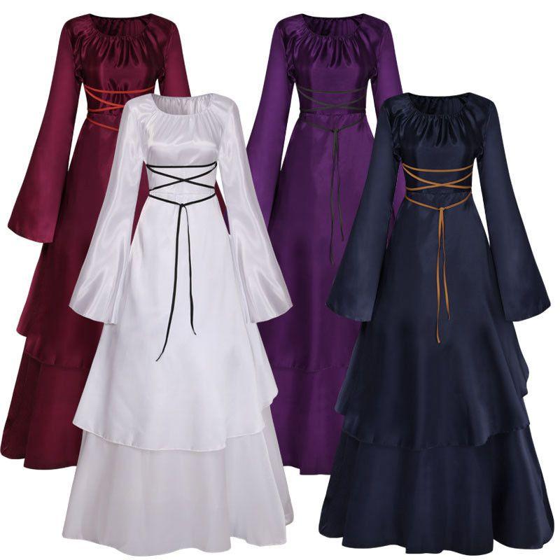 Vintage Medieval Womens Dress Victorian Renaissance Gothic Costume Gown Dress