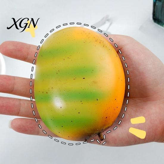 Simulated Fruit Stress Ball Squeeze Toy Mango Shape Slow Rebound Decompression Soft Relief Color Changing Green to Orange Safe