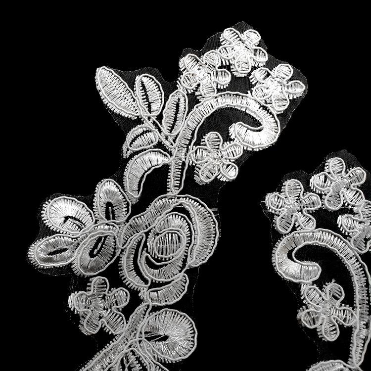 Bone embroidery pair of flowers polyester bone thread pattern exquisite features water-soluble organza DIY lace accessories