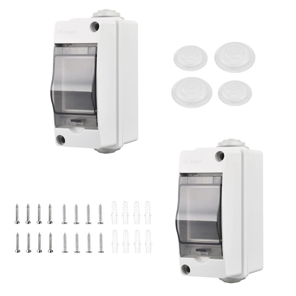 2 Stück Schaltkasten Verteilerkasten IP65-1 Reihe 2 Module Kleinverteiler