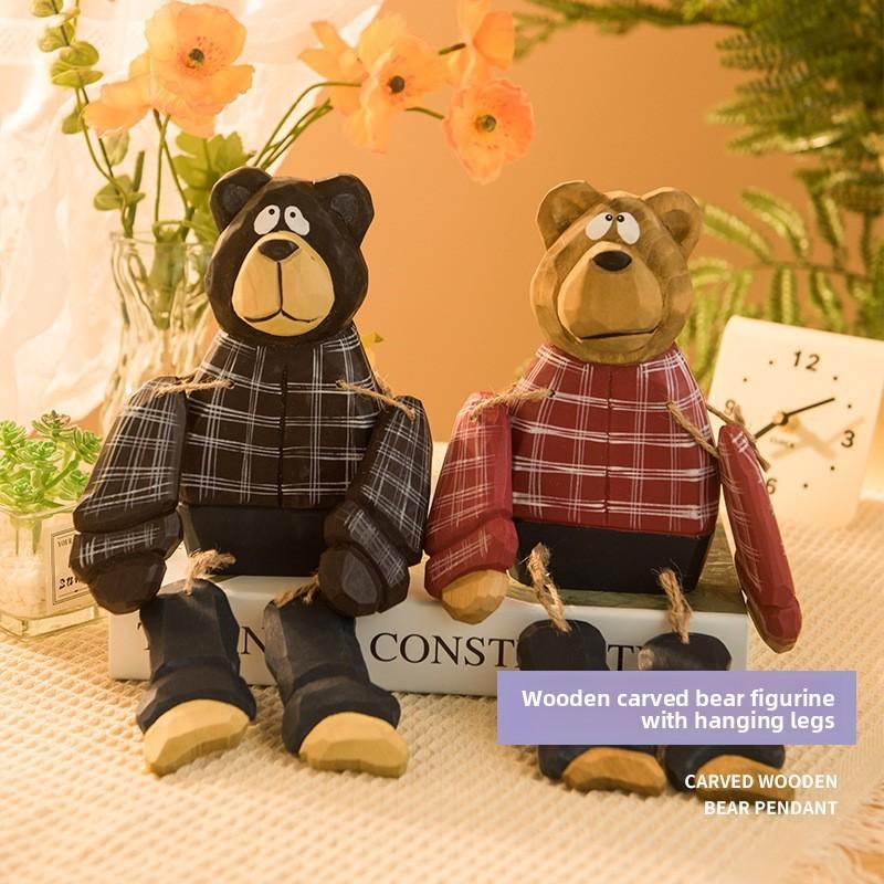 Wooden Bear Figurine Gift For Birthdays And Celebrations