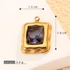 Colorfast Stainless Steel Emerald-Style Gemstone Rectangle Pendant Necklace