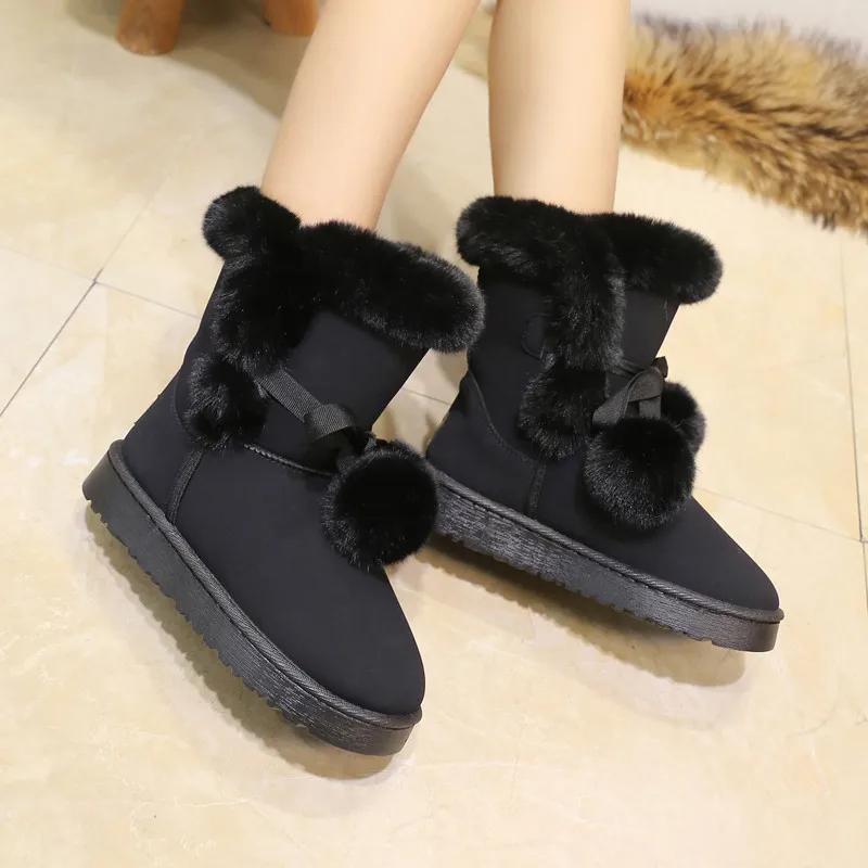 Trendy Warm Women's Boots 2024 Suede Winter Boots Anti Slip Casual Solid Color Comfortable Women's Cotton Shoes Platform