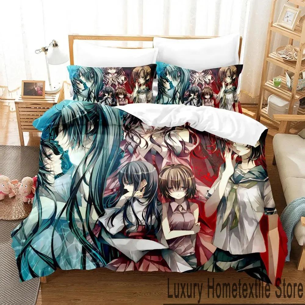 3D Print Anime Higurashi When They Cry Bedding Set Boys Girls Twin Queen King Size Duvet Cover Pillowcase Bed Boys Adult