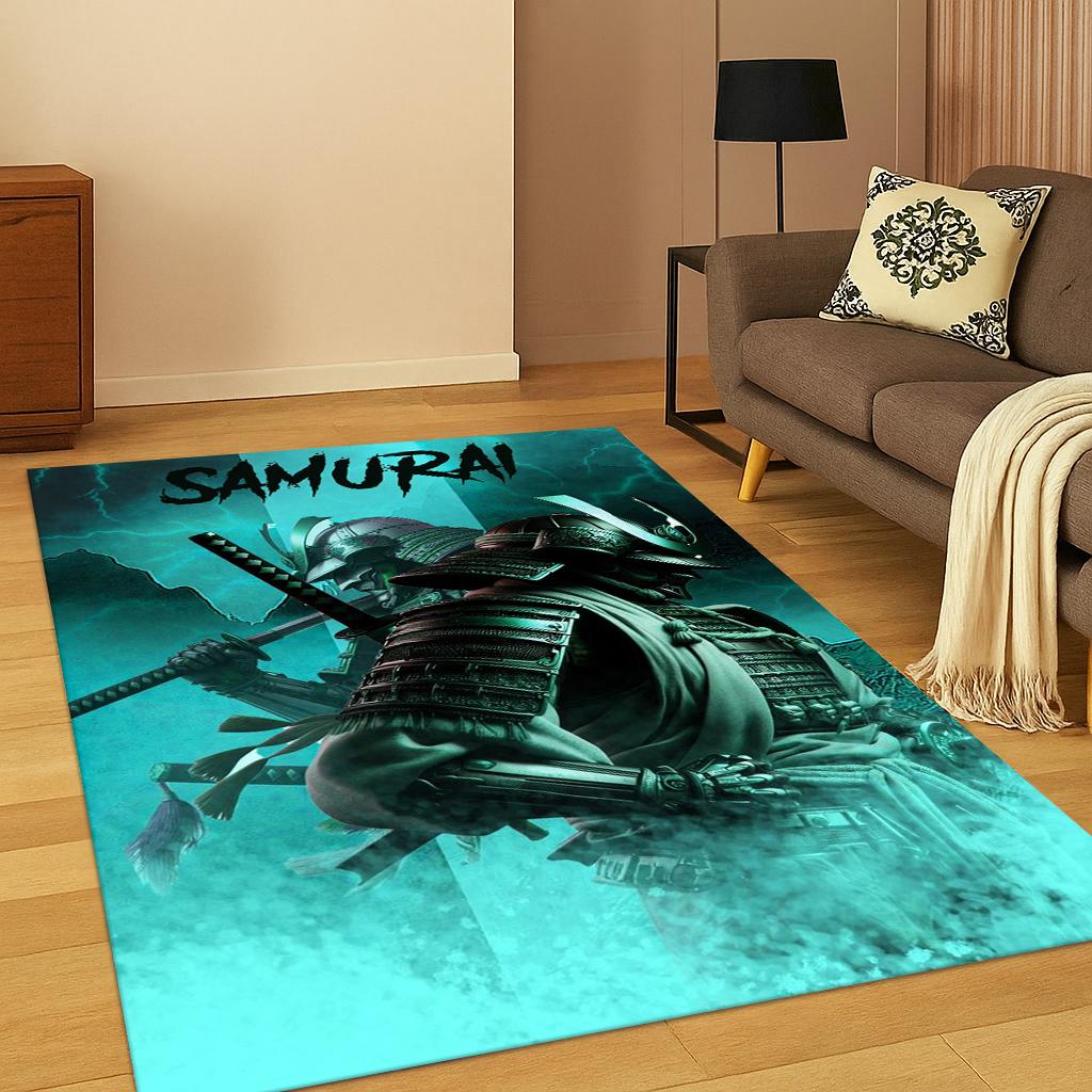Dywanik 3D Japoński Samuraj Bushido Katana Kreskówkowy Dywanik do Salonu Sofa Dom Sypialnia Wycieraczka Dekor, Obszar Antypoślizgowy do Zabawy dla Dzieci