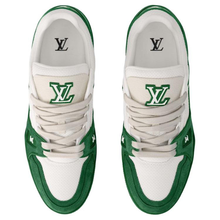 LOUIS VUITTON Trainer Cow Leather Low top Skateboard Shoes Men's Green 1AHTKY