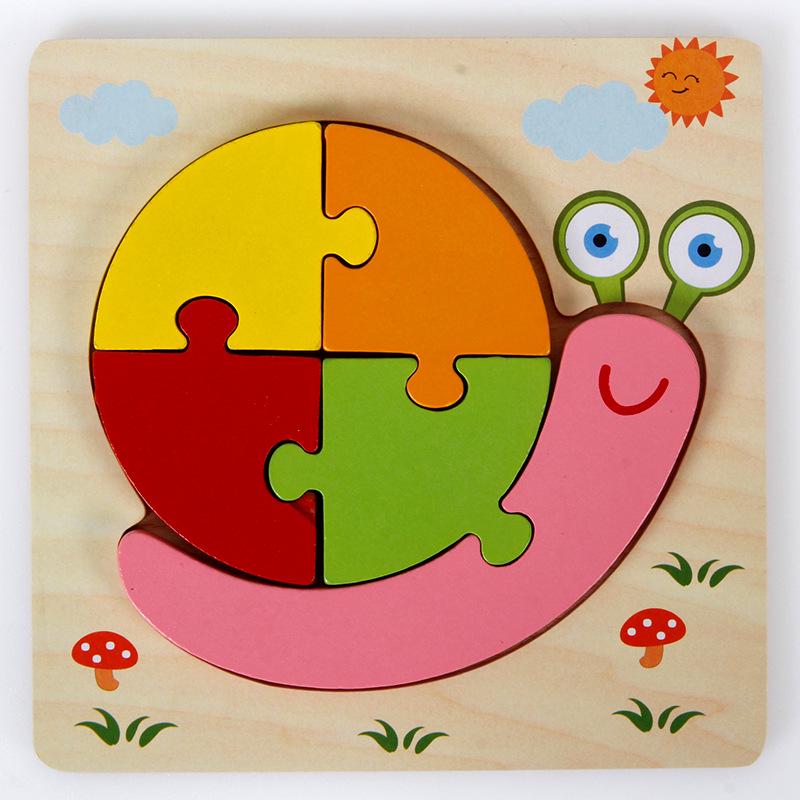 3D Wooden Cartoon Animal & Vehicle Puzzle Board for Early Childhood Education