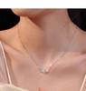 S925 Silver Moissanite Heart Necklace - Minimalist Heart-Shaped Pendant with Clavicle Chain