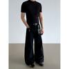 Blaexit American Retro Cleanfit Black Flared Jeans for Men A-Line Straight Loose Baggy Pants