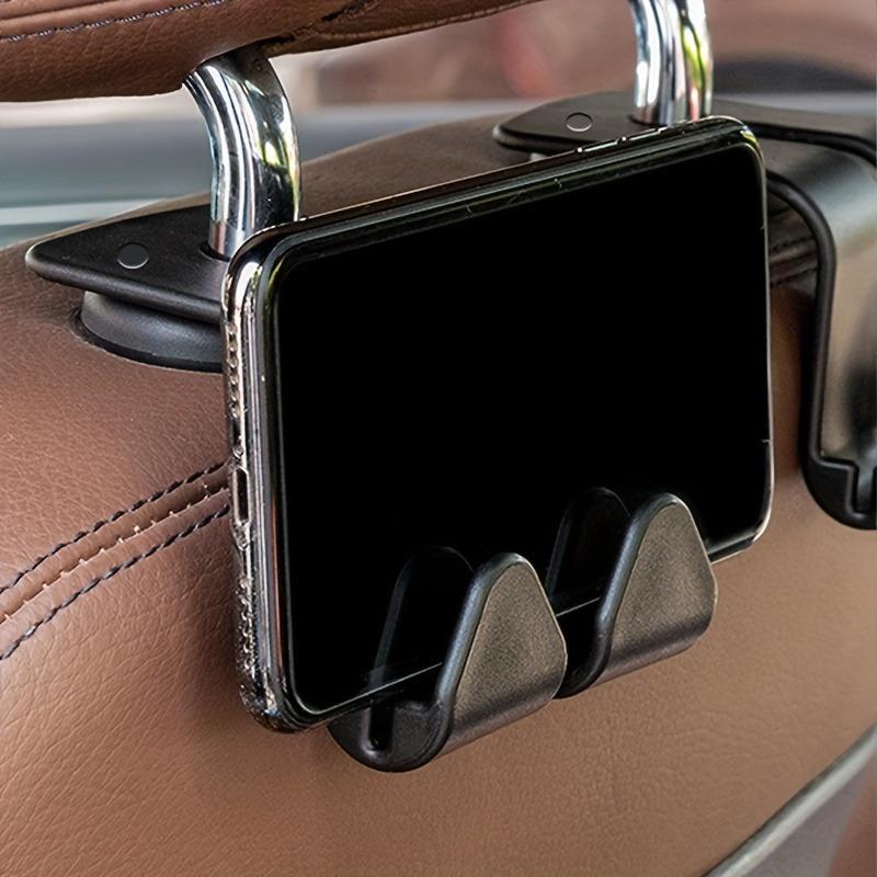 2pcs Heavy-Duty Car Seat Back Hooks Versatile Double Storage Hooks for Convenient Space-Saving Car Organization.
