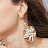 Women Fashion Bohemian Style Rattan Shell Pearl Charm Dangle Earrings Drop Earrings
