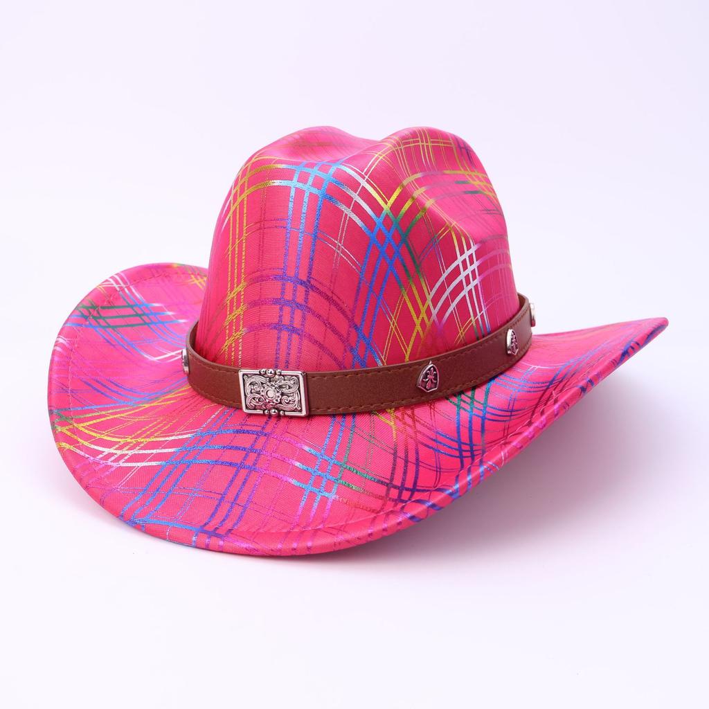 European and American Color Western Denim Hat Outdoor Bright Color Warped Edge Jazz Hat Men's and Women's Versatile Top Hat