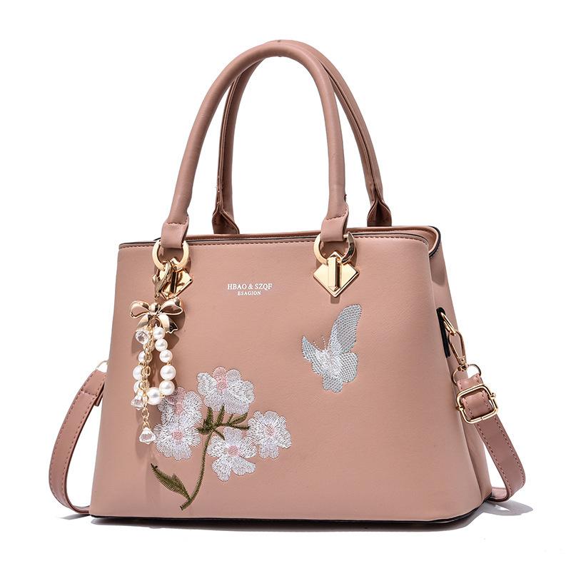 Elegante Decorazione Pendente a Fiocco Borsa da Donna alla Moda Ricamata Borsa a Tracolla in Pelle Borsa a Spalla Tote da Lavoro