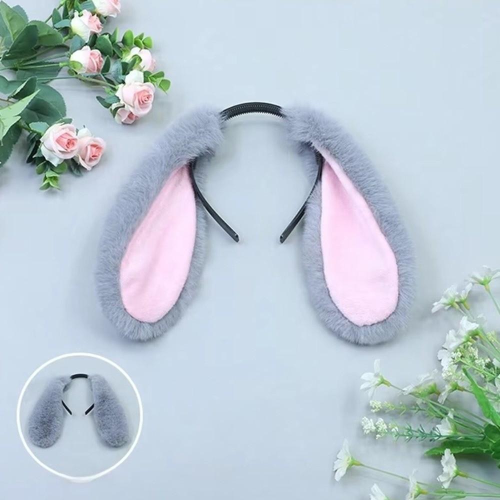 Soft Bunny Ears Headband Fur Hair Accessories Boho Plush Headwear  Photo