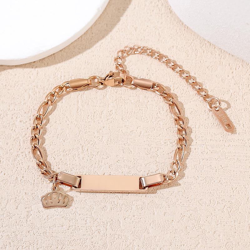 New Stainless Steel Laser Engraved Children's Cuban Chain Bracelet