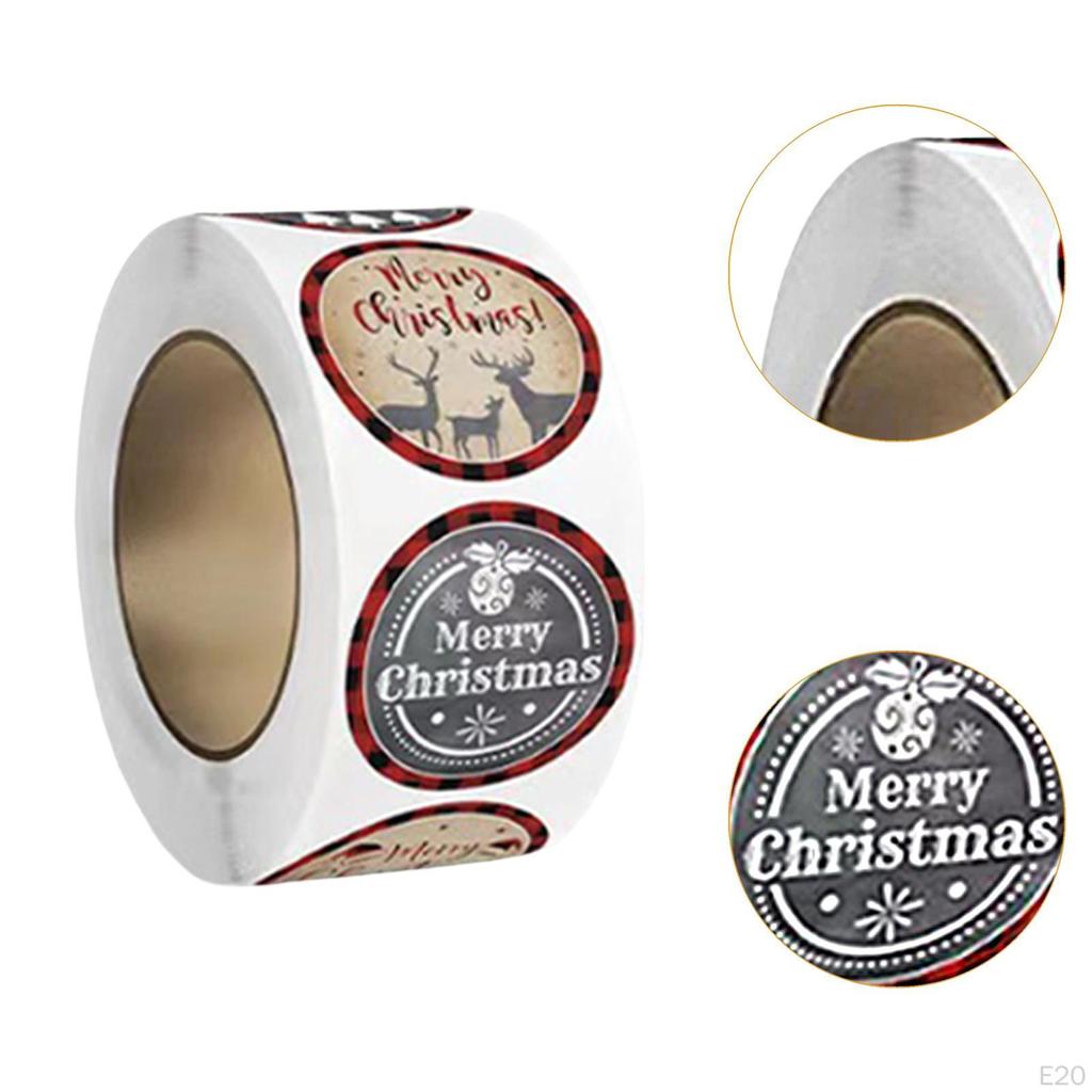 500Pcs Christmas Stickers Roll Envelope Seals Round Decorative Labels Gift Sealing for