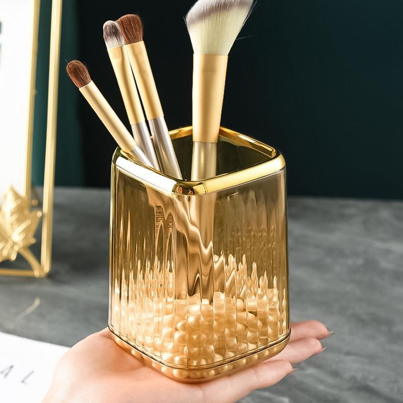 Transparent Makeup Brush Storage Bucket Sundries Storage Barrel Desktop Storage Box