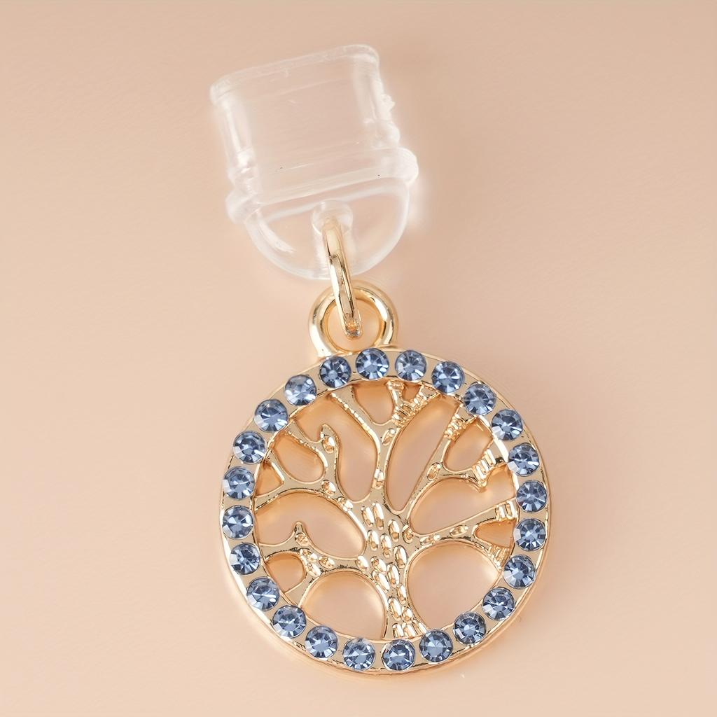 Rhinestone Small Tree Mobile Phone Dust Plug Simple Fashion Alloy Pendant Suitable for IPhone, Type-C for Android Pendant Jewelry