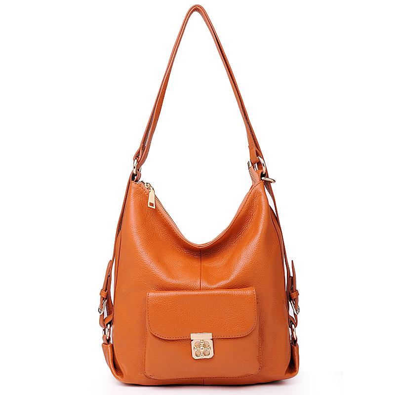 

2025 Корейская мода Женский дорожный рюкзак из натуральной кожи - Верхний слой коровьей кожи коричневый