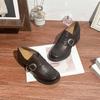 Grape mother retro small leather shoes women's 2025 French uniform women's shoes bag head soft waxy one pedal versatile loafers women