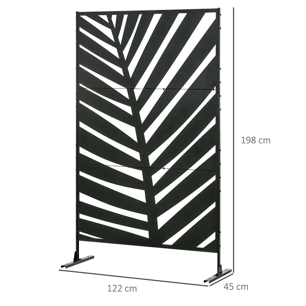 Decorative Privacy Screen with Stand, 6.5FT Freestanding Metal Outdoor Divider