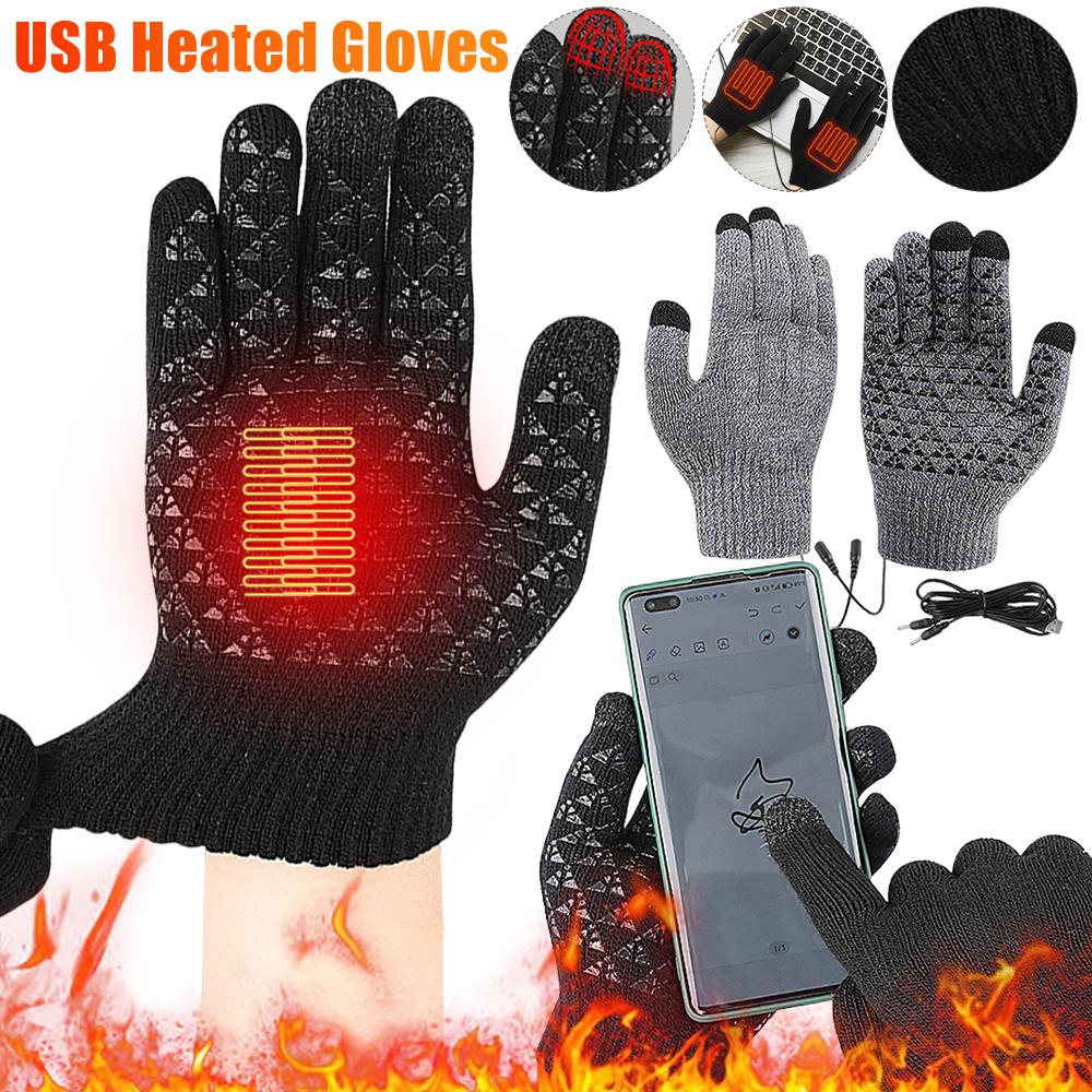 Elektrische USB-Heizhandschuhe Winterhandschuhe Thermisch Touchscreen Thermisch Winddicht Warm Gestrickte Handschuhe Motorrad Fahrradhandschuhe