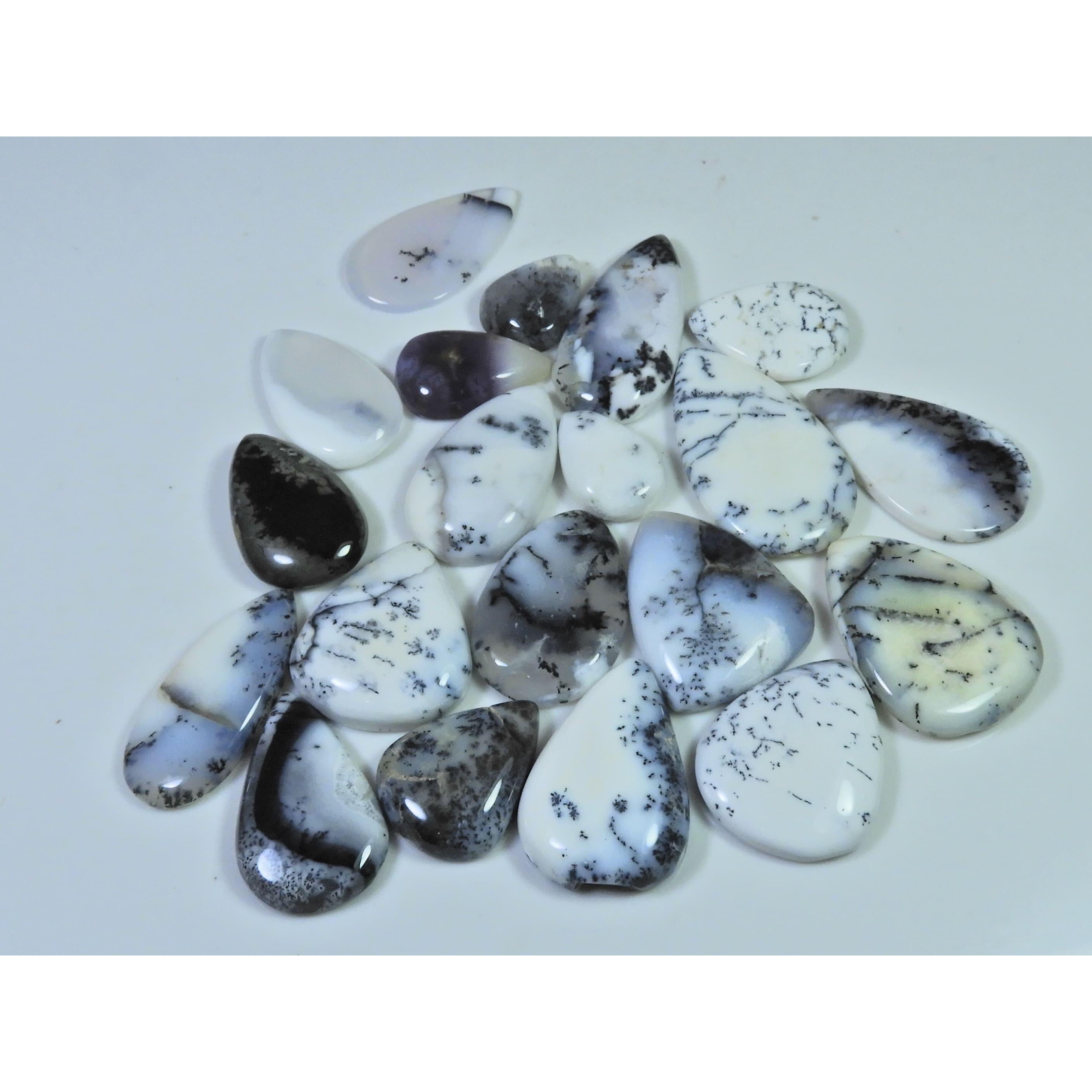 

21 шт. Натуральный дендритовый опал Грушевидный кабошон Лот рассыпных драгоценных камней 255 карат. C-582