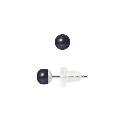 Ohrringe - - Schwarze Süßwasser-Zuchtperlen 4-5 mm - Weißgold - AAA+