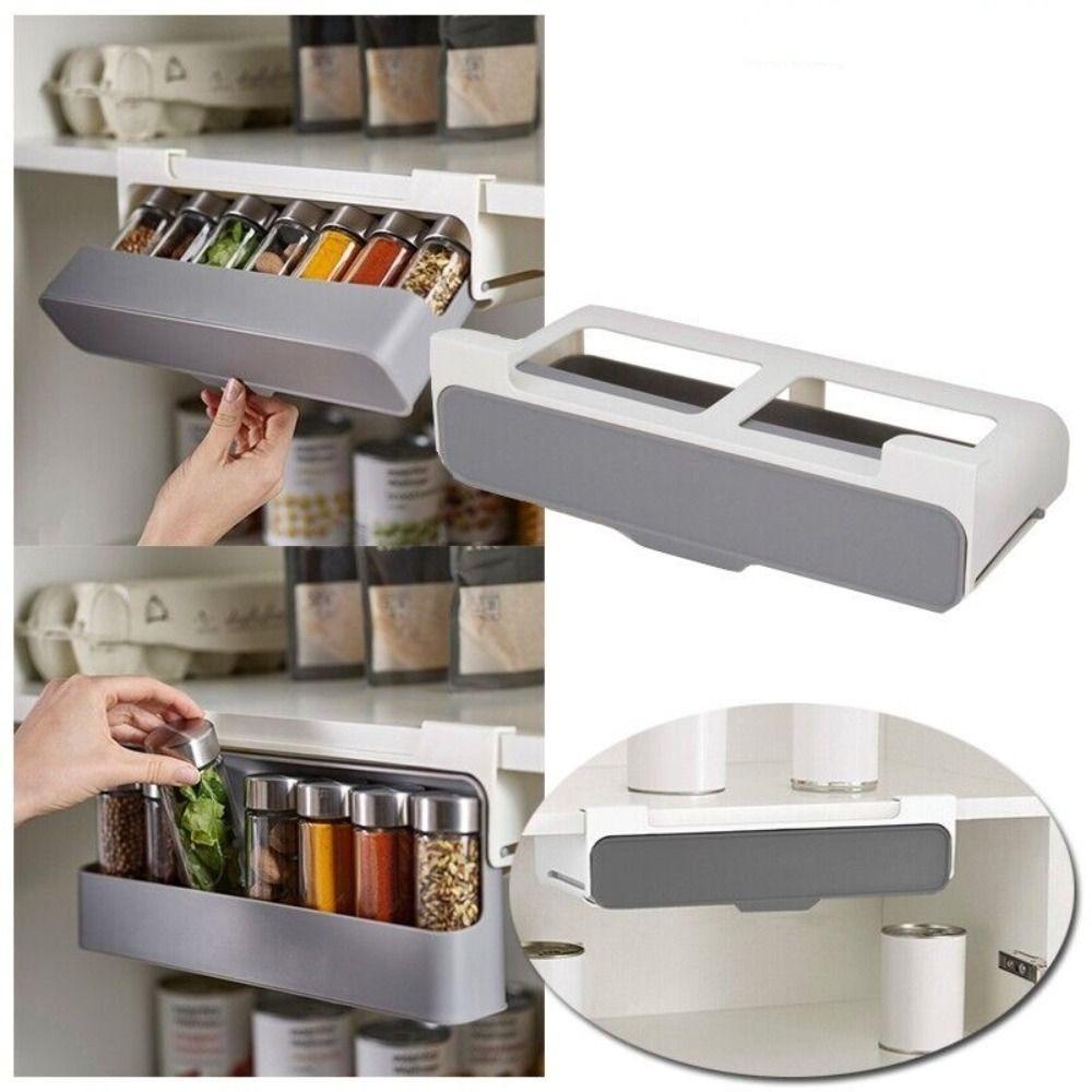 Self-adhesive Seasoning Box Storage Rack Wall-mounted Spice Organizer Kitchen Spice Rack
