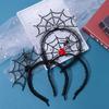 Party Headwear Halloween Headband Spider Veil Mask Hairband Devil Horn Hair Hoop Lace Veil Topper