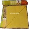 Aizza Trends Handmade Pure Cotton Patch and Patola Work Kantha Quilt - Traditional Indian Throw Blanket-Vintage Cotton Silk Saree Quilt