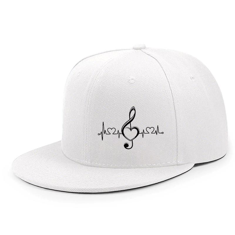 Music Heartbeat Treble Clef Baseball Cap Polyester Snapback Hip Hop Street Dance Flat Top Hat